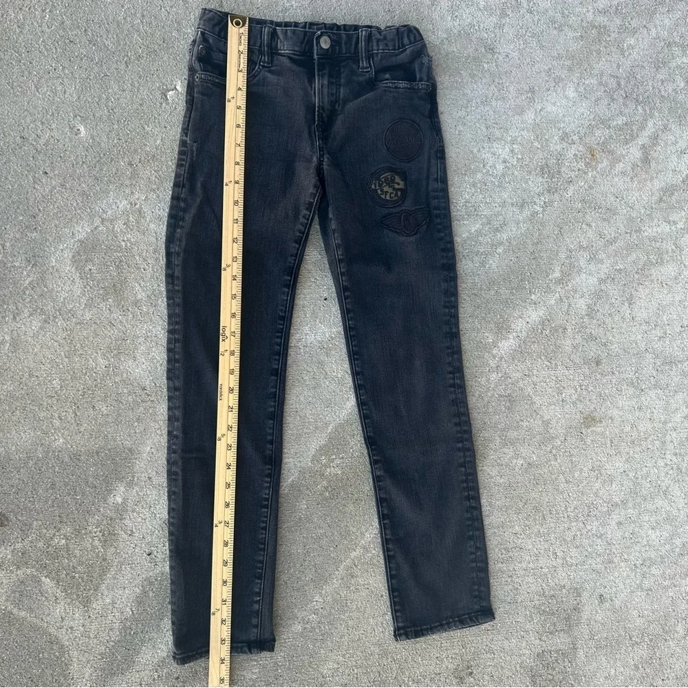 GapKids 1969 Black Slim Jeans Youth Size 12 Regular Adjustable Waist Patches